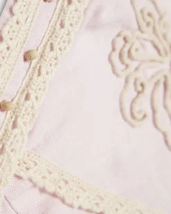 Petite Pink Embroidered Halter Mini Dress