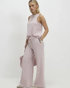 Petite Pink Metallic Wide Leg Trousers