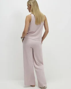 Petite Pink Metallic Wide Leg Trousers