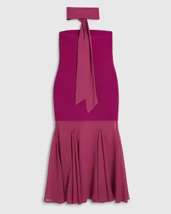 Petite Pink Scarf Bandeau Hybrid Midi Dress