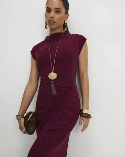 Petite Purple Ruched Maxi Dress