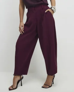Petite Red Barrel Leg Trousers