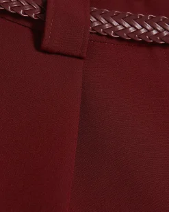Petite Red Belted Shorts