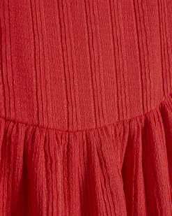 Petite Red Textured Midi Dress