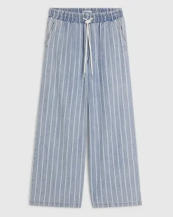 Petite Stripe Wide Leg Pyjama Style Jeans