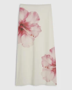 Petite White Mesh Floral Print Maxi Skirt