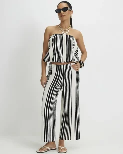 Petite White Stripe Culottes