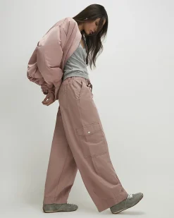 Pink Barrel Leg Cargo Trousers