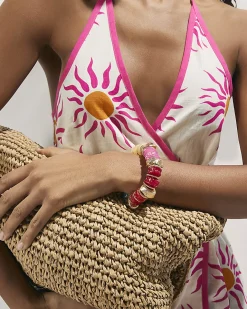 Pink Beaded Stretch Bracelet