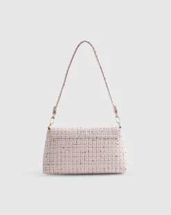 Pink Boucle Bar Front Clutch Bag