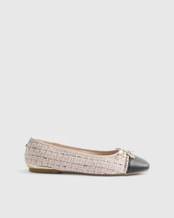 Pink Boucle Bow flat Ballet Pumps