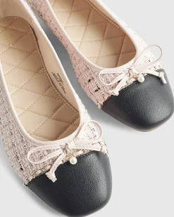 Pink Boucle Bow flat Ballet Pumps