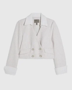 Pink Boucle Hybrid Cropped Blazer