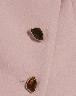 Pink Collarless Asymmetric Waistcoat