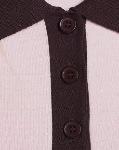 Pink Colour Block Knitted Polo Top