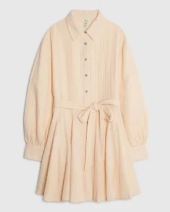 Pink Cotton Belted Mini Shirt Dress