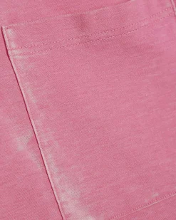Pink Cotton Blend Burnout Effect T-Shirt