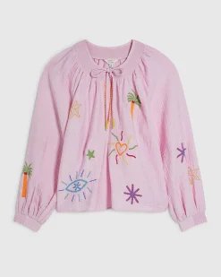 Pink Cotton Blend Conversational Shirt