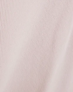 Pink Cotton Blend Fitted Ribbed Top