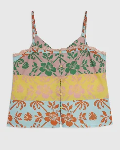 Pink Cotton Colour Block Floral Cami