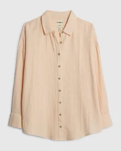 Pink Cotton Crinkle Long Sleeve Shirt