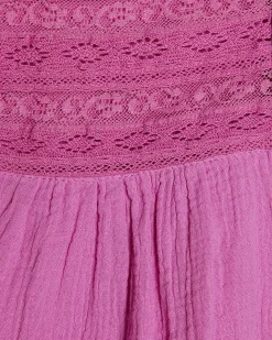 Pink Cotton Lace Yoke Blouse