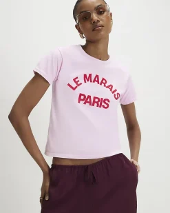 Pink Cotton Le Marais Slogan T-shirt