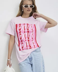 Pink Cotton Oui Oui Graphic T-Shirt