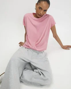 Pink Cotton Twist Front T-shirt