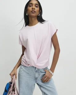 Pink Cotton Twist Front T-Shirt