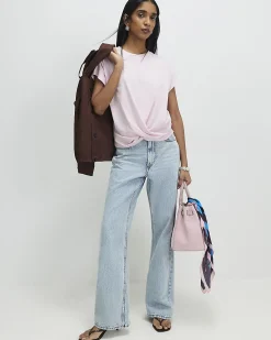 Pink Cotton Twist Front T-Shirt