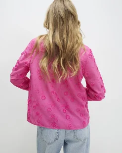 Pink 3D Floral Embellished Shirt