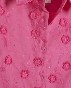 Pink 3D Floral Embellished Shirt
