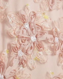 Pink 3D Floral Textured Mini Skirt