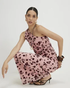 Pink Devore Maxi Skirt