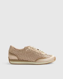 Pink Embellished Woven Trainers
