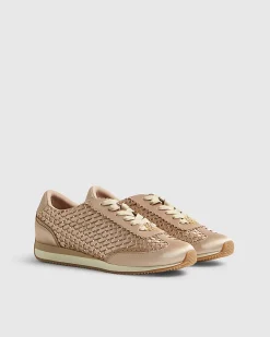 Pink Embellished Woven Trainers