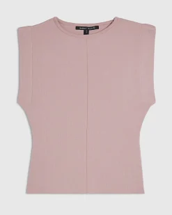 Pink Fitted Knit Sleeveless Top