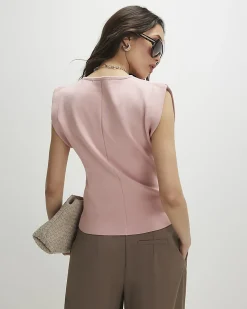 Pink Fitted Knit Sleeveless Top
