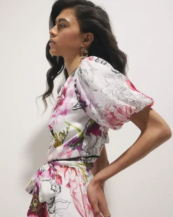 Pink Floral Puff Sleeve Mini Dress