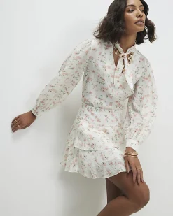 Pink Floral Pussybow Blouse