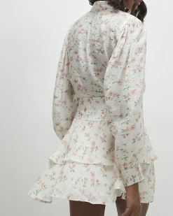 Pink Floral Pussybow Blouse