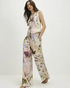 Pink Floral Wide Leg Trousers