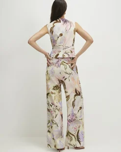 Pink Floral Wide Leg Trousers