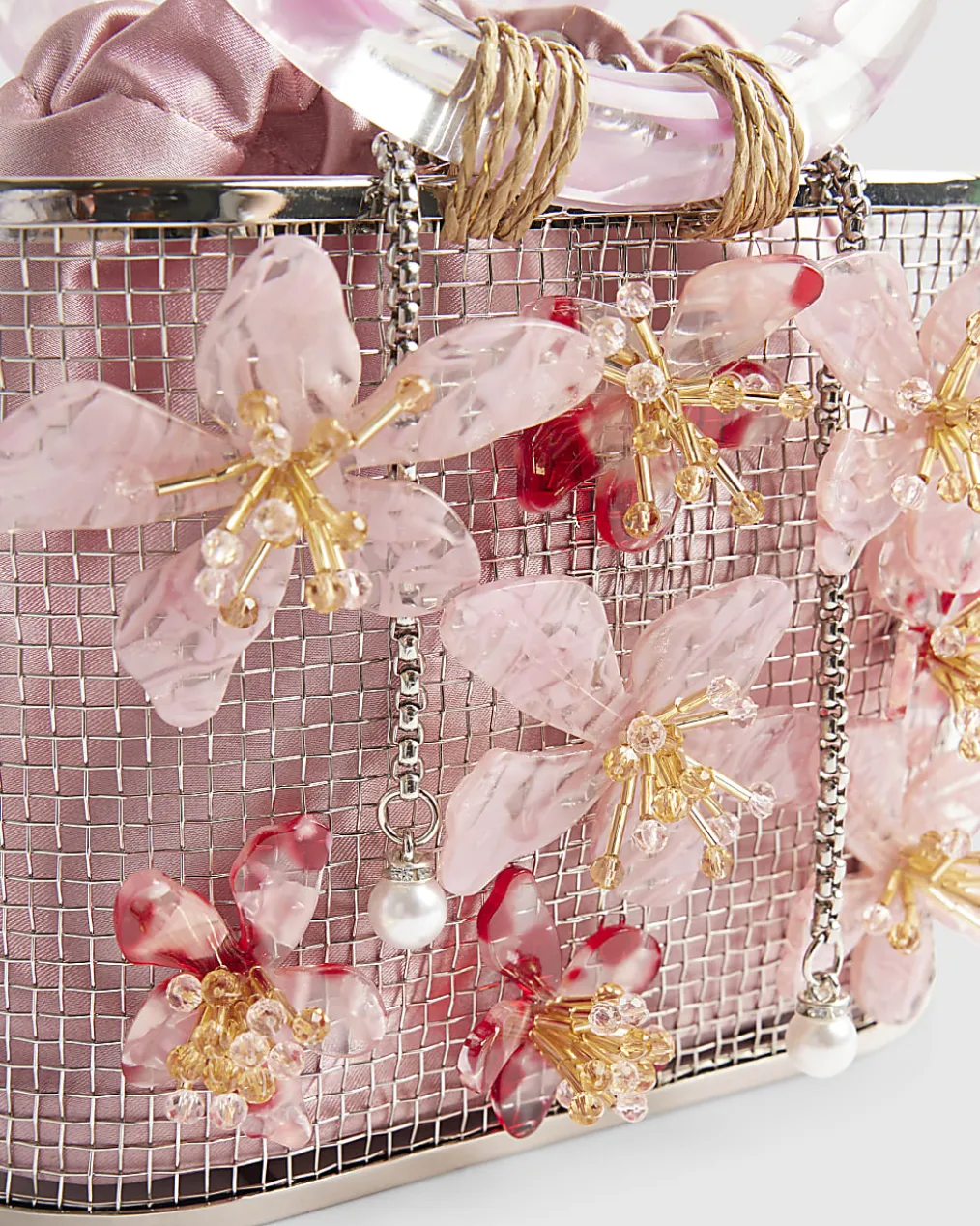 Pink Flower Cage Bag