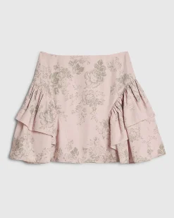Pink Gathered Hip Panel Mini Skirt