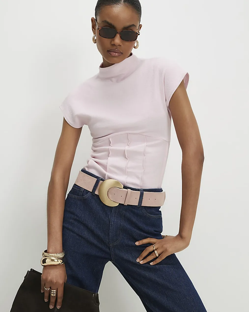 Pink High Neck Corset Top