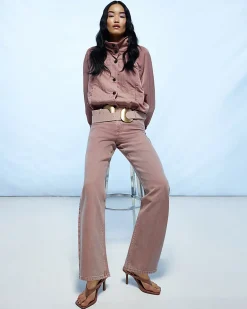 Pink High Waisted Relaxed Straight Jeans