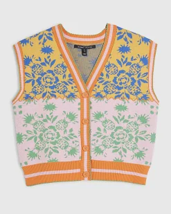 Pink Knitted Floral Waistcoat