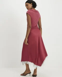 Pink Lace Hybrid Drape Maxi Dress